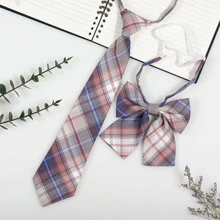 Japanese and Korean striped jk/dk college style men's and women's red cyanotic gray blue shirt accessories tie-free collar suit