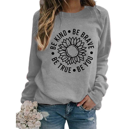Foreign trade supply be like flower printed round neck jacket sweater European size ladies coat long sleeve cross-border autumn and winter
