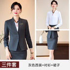 Gray suit + black shirt + women's skirt / S