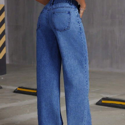 European and American Cross-Border 2025 New Loose Light Blue Washed Wide-Leg Jeans Pure Color Pants Women Jeans