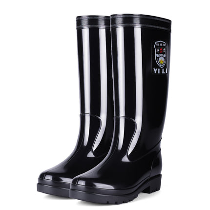 High-Top Rain Boots, Black Long Rain Boots, Four-Season Non-Slip, Waterproof and Wear-Resistant, Medium and Short-Length Labor Protection Waterproof Boots, Men's Water Shoes