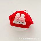 Rabbit logo beret-big red / 3-48 months