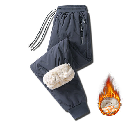 Lamb Velvet Pants Men's fleece-lined Thickened Casual Pants Middle-aged and Elderly Wearing Cotton Pants plus size Cold-proof Warm Sports Pants