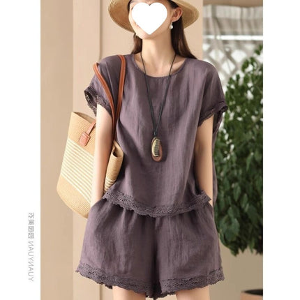 Single/Set Short Sleeve 2024 Summer New Artistic Irregular T-Shirt Loose Plus Size Two-Piece Set Women