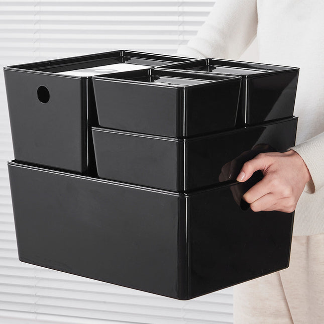 Household black PET storage box sundry basket dormitory storage kitchen multi-function basket finishing storage wholesale