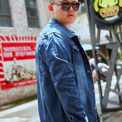 Spring and Autumn plus size Men's Denim Jacket Fat Extra Large Denim Shirt Trendy Fat Man Large Work Clothes Top Fat Man Jacket