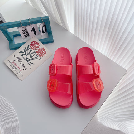 2026 Mei*Sha Style Thick-Soled Slippers for Women, Fashionable Non-Slip Double Buckle Sandals, Summer Open-Toe Thick-Soled Sandals