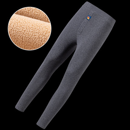 Winter Fleece-Lined Thickened Camel Wool Men's Thermal Composite Base Layer Pants Plus Size Men's Polyester Thermal Pants