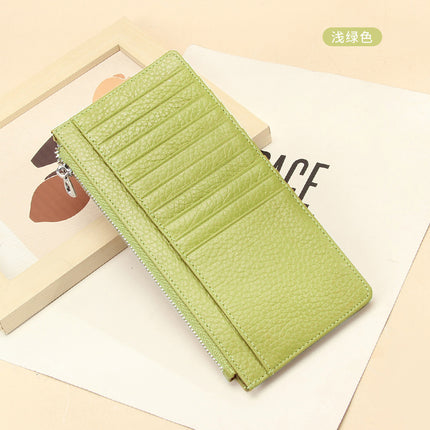 Genuine Leather women's wallet long foreign trade Japanese multi-card card holder first layer cowhide zipper handbag long wallet