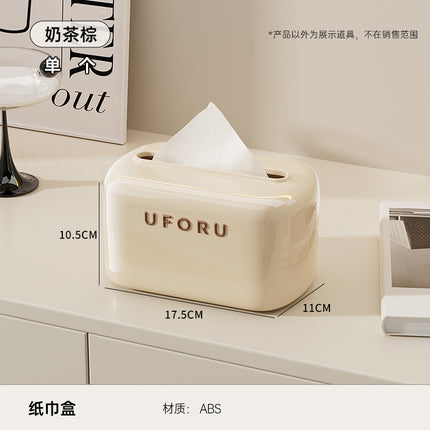 Desktop Tissue Box with High Aesthetic Appeal for Home Use, Stone-Like Bathroom Toilet Paper Holder with Built-In Spring, Large Capacity Tissue Box for Living Room