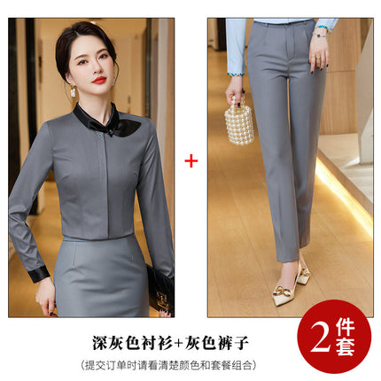 Stewardess Business Dress Shirt Hotel Front Desk Work Clothes suit Female Beautician Clothing Real Estate Consultant Women's Clothing suit