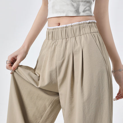 High-grade Tencel Casual Pants Women's Spring and Summer Thin Mori Lace Pants with Loosening Waist and Straight Straight Pants