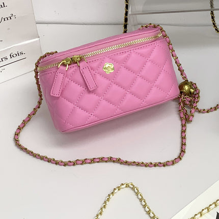 New Textured Box Bag Niche Fashion Lipstick Bag Versatile Small Fragrant Style Rhombus Chain Shoulder Crossbody Bag for Women