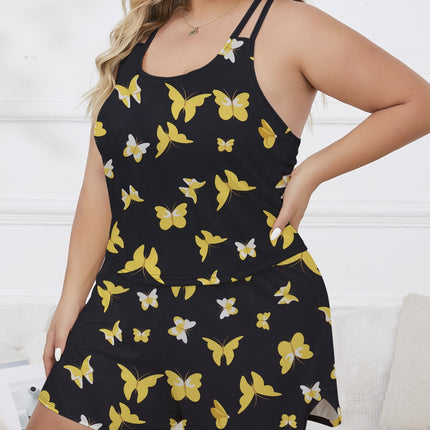 Cross-border Europe and the United States wholesale plus size ladies summer new comfortable suspenders shorts ladies pajamas home clothing suit