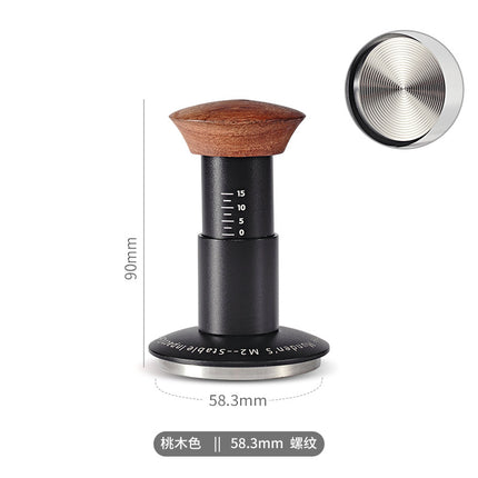 Cross border solid wood horizontal constant pressure coffee powder press adjustable 304 stainless steel coffee powder hammer wholesale