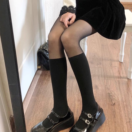 Jk Japanese-Style White Sheer Stockings for Women, Pure Desire Bare-Leg Artifact, Summer Thin Pineapple Stockings, Anti-Snag Black Pantyhose