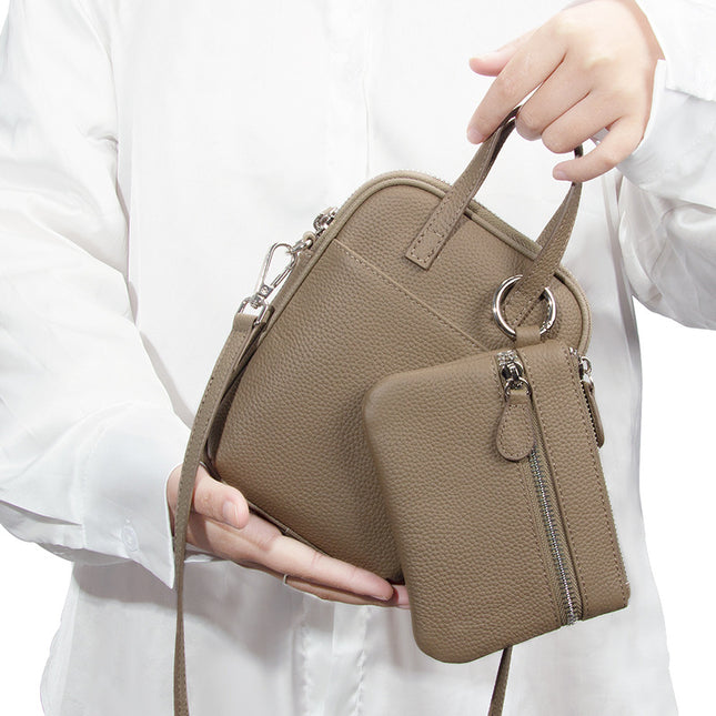 New Style Top Layer Cowhide Mobile Phone Bag Crossbody Women's Large Capacity Japanese-Style Vertical Genuine Leather Niche Shoulder Bag