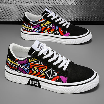 Spring and Summer Graffiti Personality Trendy Versatile Canvas Shoes Korean Style Sports Trendy Student Casual Breathable Sneakers