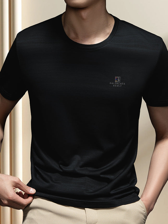 Men's Summer Short-Sleeved T-Shirt Casual Mercerized Breathable Thin Round Neck Half-Sleeved Letter Hot Diamond Top Men's H6651