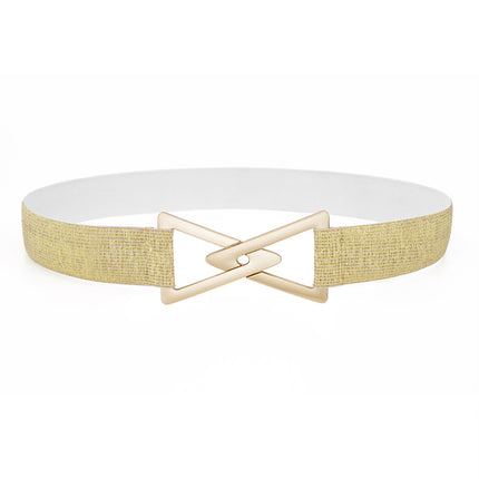 New Women's Elastic Waistband Gold and Silver Decorative Dress Elastic Thin Waistband Simple and Versatile Triangle Buckle