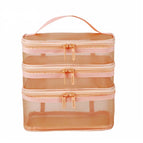 Three-layer mesh cosmetic bag-orange