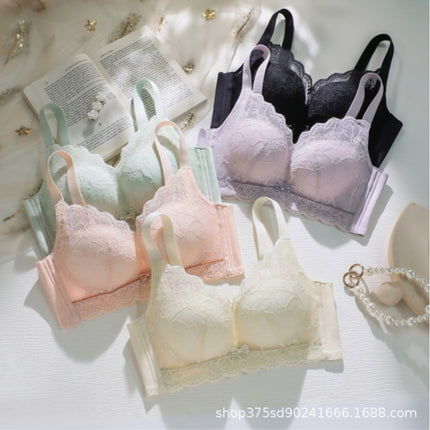 Dd409 Summer Hollow Cup Underwear for Large Busts, Minimizing and Gathering Lace Breathable Thin Adjustable Bra