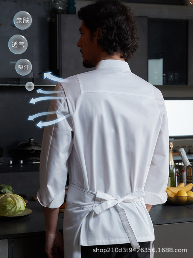 Teshemei Chef Uniform Long-Sleeved Men's Summer Western Restaurant Hotel Cafeteria Restaurant Back Kitchen Chef Uniform Workwear