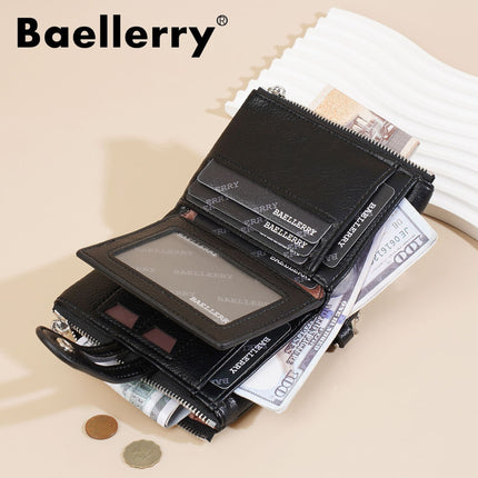 Baellerry New Cross-Border Women's Wallet Double Zipper Fashion 70% off Short Multi-Card Slot Wallet Card Holder for Women