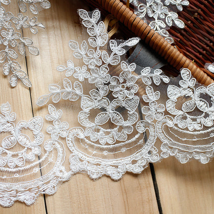 White lace accessories bridal handmade diy material wedding headwear decorative flower width 15.5CM