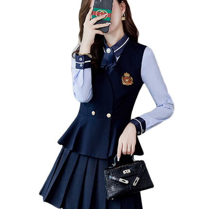 Elegant business wear vest suit Hotel KTV beauty salon work clothes women's suit three-piece kindergarten Garden clothes autumn
