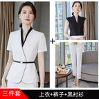 Three-Piece White Top Pants Black Shirt / S