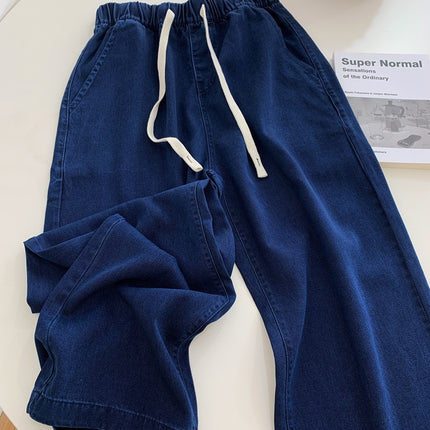 Fashion Retro Jeans Loose High-Waisted Slimming Wide-Leg Straight Floor-Length Spring and Autumn Versatile Straight Wide-Leg Pants