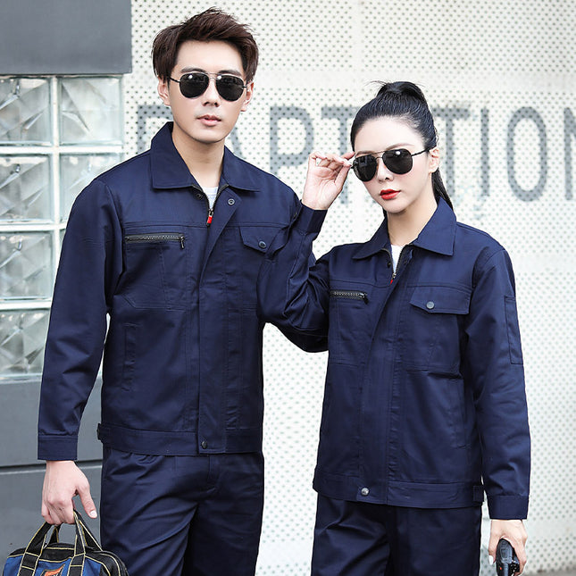Spring and Autumn Long-Sleeved Work Clothes Tops, Breathable and Wear-Resistant Workwear, Labor Protection Clothing, Workshop Zipper Large Size Work Clothes for Men