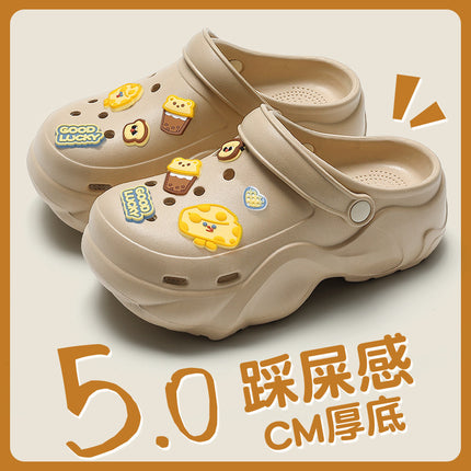 2025 with Little Red Riding Book Explosive Internet Celebrous Cave Shoes Summer Wear Cute Cartoon Thick Sole Non-slip Baotou Slippers