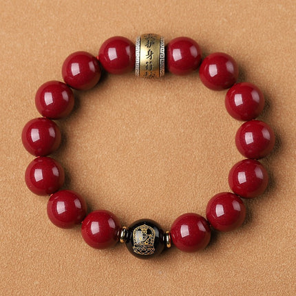 Imitation Cinnabar Loose Bead Bracelet Men's Zodiac Year Dragon Men's Bracelet Agate Natal Buddha Bracelet Gift Handheld Accessories for Women