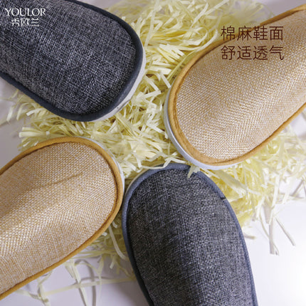 Linen Set Bottom Disposable Slippers Star Hotel Homestay Beauty Salon Cotton and Linen Slippers Thickened Comfortable Boutique Slippers