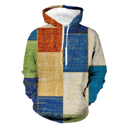 2023 New Amazon foreign trade stitching pattern 3D digital printing sweater spring and autumn men's and women's hoodie