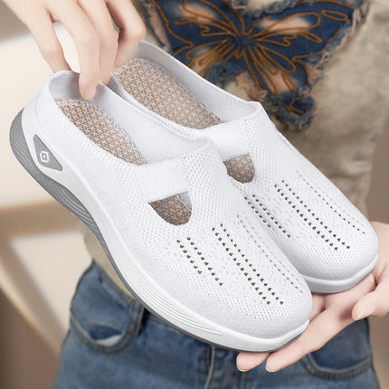 Shoes Women's Summer New Slip-on Slippers Mesh Hollow Casual Shoes Soft Sole Comfortable Moms Shoes