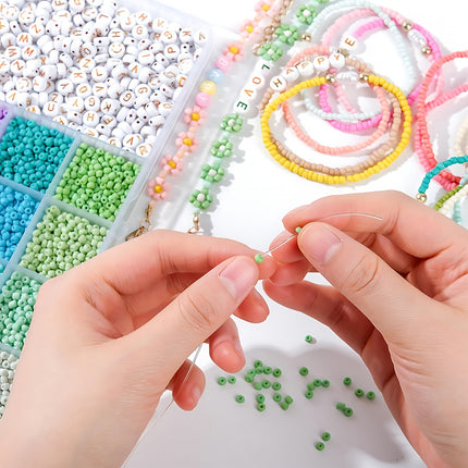 Cross-Border Popular 8000Pcs Glass Rice Beads Letter Bead Set 3mm Morandi Color Bead Set