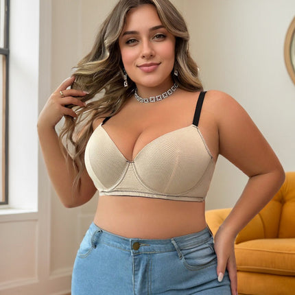 Amazon new plus size underwear seamless bra with steel ring gathered bra comfortable front buckle breathable bra supply