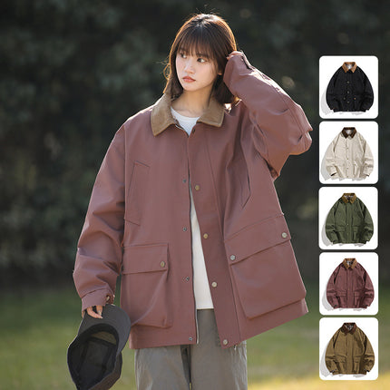 Spring and Summer Fashion Men's and Women's Warm Windproof Waterproof Casual Collar Collar Jacket