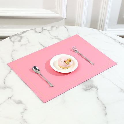 Scandinavian Style Gold Edge Rectangular Leather Placemat Double-Sided Two-Color Leather Placemat Waterproof and Oil-Proof Insulated Table Mat