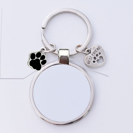 Amazon Cross-border Thermal Transfer Keychain Pet Keychain Metal Blank Thermal Transfer Keychain Pendant