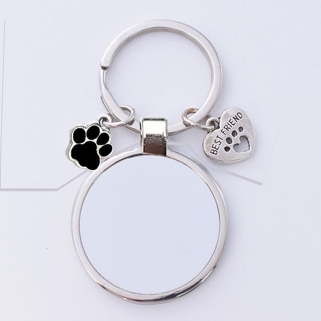 Amazon Cross-border Thermal Transfer Keychain Pet Keychain Metal Blank Thermal Transfer Keychain Pendant