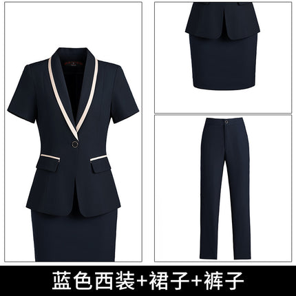 Summer short-sleeved suit suit women's thin business wear small temperament formal suit suit skirt front desk work clothes