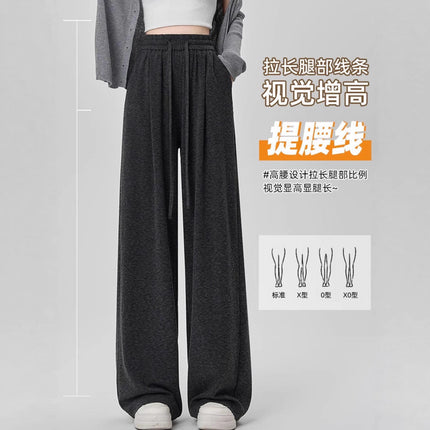 Drapey Glutinous Rice Pants for Women, Spring and Autumn New Style, Plus Size, Slimming, Narrow, Soft, Wide-Leg Pants, Loose, Casual, Straight-Leg Pants, Trendy