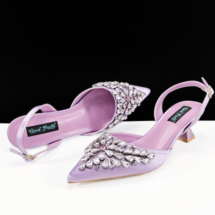 Queenyan Export Mirror Large Diamond Clutch and Women's High-Heeled Shoes Combination Set Elegant and Simple Banquet