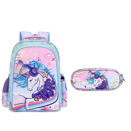 2025 New Primary School Bags for Grades 1, 2, 3 to 6, Burden Reduction and Spine Protection Children's Backpack Unicorn Backpack