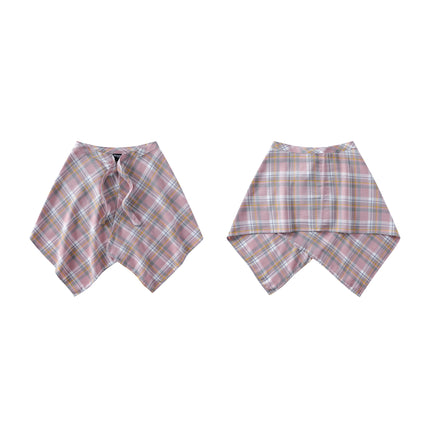 A generation of hair folding artifact color plaid fart curtain one-piece lace-up high street irregular hem Joker skirt
