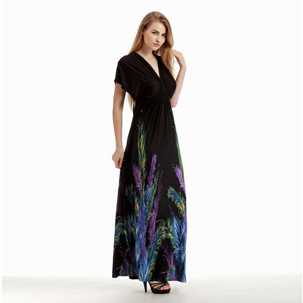 European station romantic floral loose plus size chubby girl beach dress lengthened mop dress women's clothing wholesale
